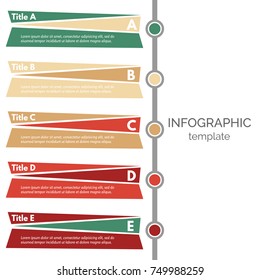 Five steps infographic design elements. Step by step infographic design template. Vector illustration
