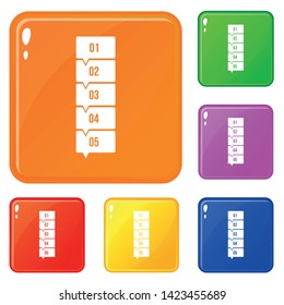 Five steps infographic icons set collection vector 6 color isolated on white background