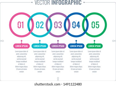 five steps infographic template. nested rings and infographic