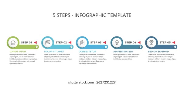 Five steps - infographic template, process diagram, workflow, vector eps10 illustration