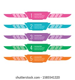 five steps infographic template. ribbon info template. futuristic infographic template