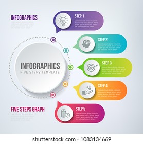 Five steps infographics - can illustrate a strategy, timeline, workflow or team work.