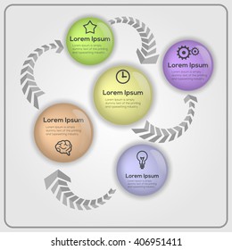 Five steps infographics - can illustrate a strategy, workflow or team work.