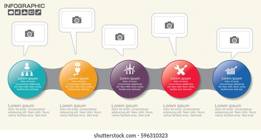 Five steps infographics - can illustrate a strategy, workflow or team work.