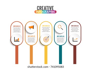 Five steps infographics - can illustrate a strategy, workflow or team work.