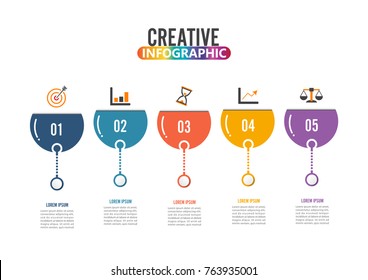 Five steps infographics - can illustrate a strategy, workflow or team work.