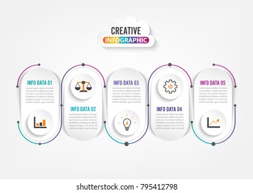 Five steps infographics. Template for brochure, business, web design.