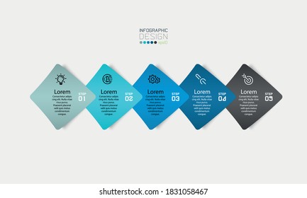 Five steps of kite modern design vector illustration can use with advertising or explain to work plan. infographic design.