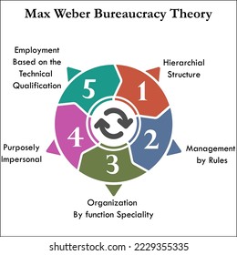 Five Steps of Max weber Bureaucracy theory in an Infographic template