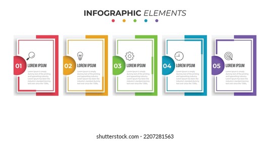 Five steps modern business infographic template design