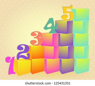 Five steps on colorful boxes