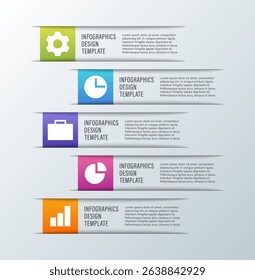 Five steps or options vector 3d infographic design template. Infographic Layout for Business Presentation Slides