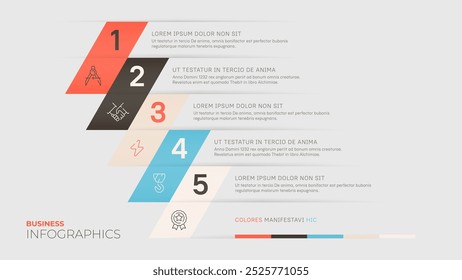 Five steps or five options. Vector infographic template. All the elements are laid out in layers