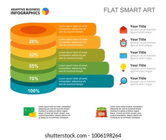 Five Steps Percentage Chart Slide Template