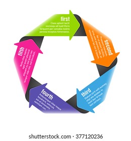 Five Steps Process Arrows Design Element. Vector.