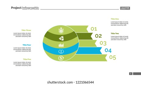 Five steps process chart slide template. Business data. Plan, option, design. Creative concept for infographic, presentation, report. Can be used for topics like banking, finance, training.