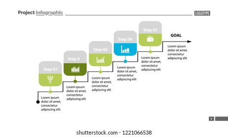 Five steps process chart template design. Element of chart, diagram, presentation. Concept for annual report, infographic, web design. Can be used for topics like business, success, strategy