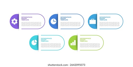 Five Steps Process Vector Infographic Template. Business and Marketing Modern Infographic Layout