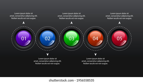 Five steps round infographic, 
3d button template