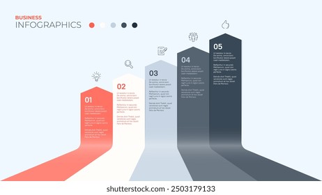 Cinco pasos o etapas. Plantilla de infografía de Vector