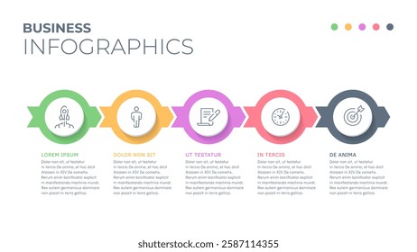 Five steps or five stages. Vector infographic template