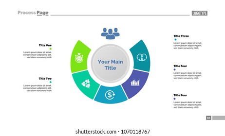 Vorlage für Strategiendiagramm mit fünf Schritten. Geschäftsdaten. Grafik, Diagramm, Design. Kreatives Konzept für Infografik, Bericht. Kann für Themen wie Personal, Ausbildung, Strategie verwendet werden