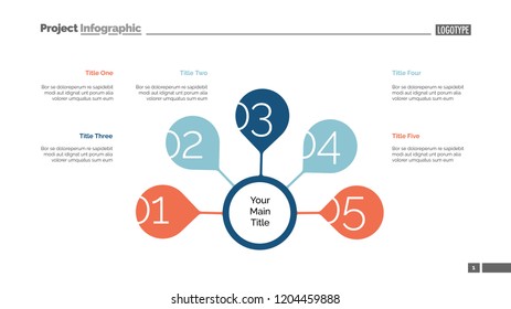 Five steps strategy slide template. Business data. Graph, diagram. Creative concept for infographic, templates, presentation, report. Can be used for topics like management, training, report