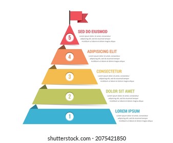 Fünf Schritte zum Erfolgskonzept, Pyramide Infografik Vorlage Vektorgrafik eps10 Illustration