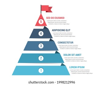 Five steps to success, infographic template, leadership or motivation concept, vector eps10 illustration