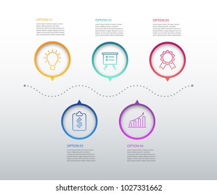 Five steps timeline infographics - for illustrate a strategy, workflow or team work, vector illustration