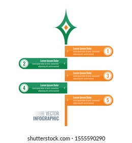 five steps, tower themed infographic design. vertical information template. business, internet, web infographic template
