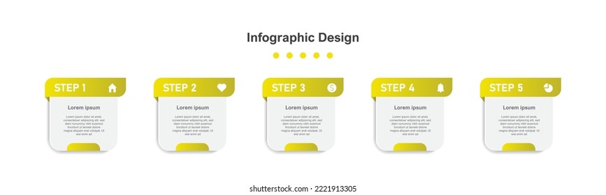 Five Steps yellow abstract business infographic template