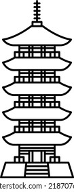 La pagoda de cinco pisos aisló la ilustración vectorial.