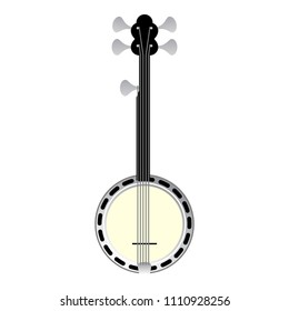 five string banjo, bluegrass music instrument isolated on white background.