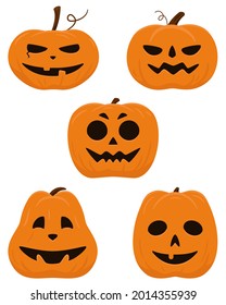 Five Style Decorative Yellow Pumpkins for Halloween