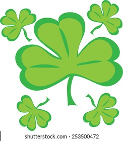 Five stylized shamrock leaves