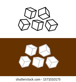 Five sugar or ice cubes icons. Number of sugar pieces in a drink. Adjustable stroke width.