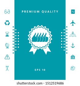 Five symbols Thumb Up Gesture - label with ribbons. Thumb up icon - the highest score, the best choice, the highest rating