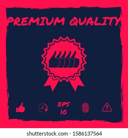 Five symbols Thumb Up Gesture - label with ribbons. Thumb up icon - the highest score, the best choice, the highest rating