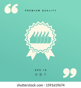 Five symbols Thumb Up Gesture - label with ribbons. Thumb up icon - the highest score, the best choice, the highest rating
