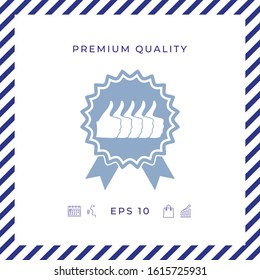 Five symbols Thumb Up Gesture - label with ribbons. Thumb up icon - the highest score, the best choice, the highest rating
