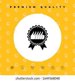 Five symbols Thumb Up Gesture - label with ribbons. Thumb up icon - the highest score, the best choice, the highest rating