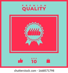 Five symbols Thumb Up Gesture - label with ribbons. Thumb up icon - the highest score, the best choice, the highest rating