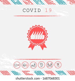 Five symbols Thumb Up Gesture - label with ribbons. Thumb up icon - the highest score, the best choice, the highest rating