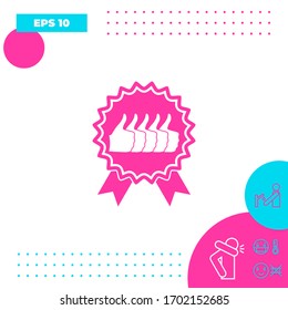 Five symbols Thumb Up Gesture - label with ribbons. Thumb up icon - the highest score, the best choice, the highest rating