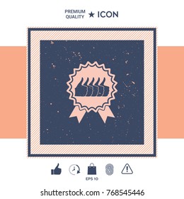 Five symbols Thumb Up Gesture - label with ribbons. Thumb up icon - the highest score, the best choice, the highest rating