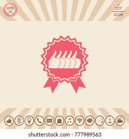Five symbols Thumb Up Gesture - label with ribbons. Thumb up icon - the highest score, the best choice, the highest rating
