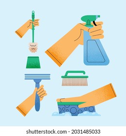 five tending to household set icons