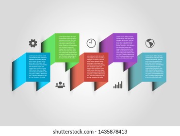 Five text color banners and icons web vector info graphic