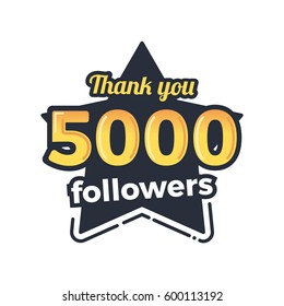 Five thousand followers goal badge. Isolated vector thank you design